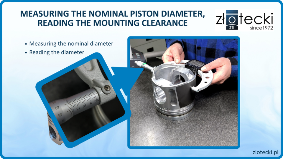MEASURING THE NOMINAL DIAMETER OF THE PISTON, READING THE MOUNTING CLEARANCE_www